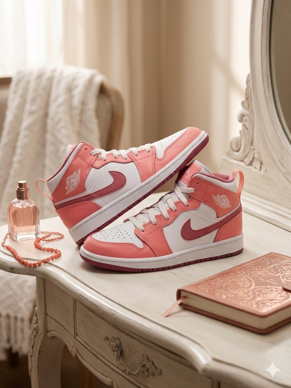 Air Jordan Valentine’s Coral Pink High-Top Sneakers Girls Size 3